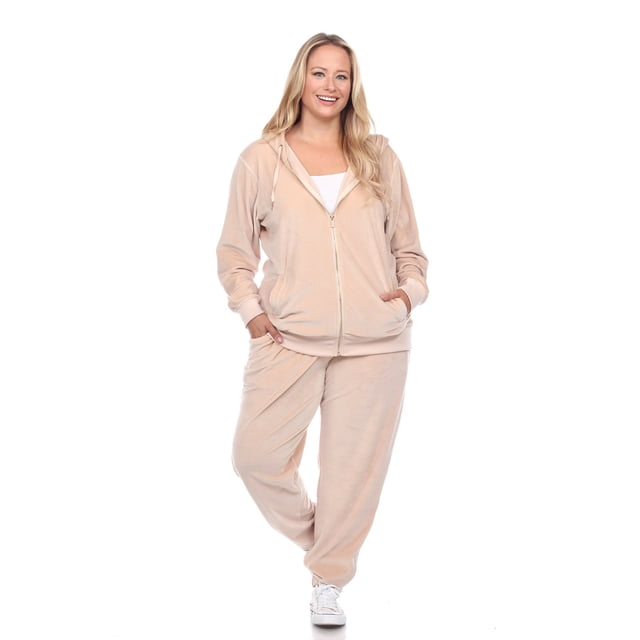 White Mark Ensemble de Survêtement en Velours pour Femmes, 2 Pcs