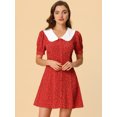 thumbnail image 4 of INSPIRE CHIC Robe-Chemise Courte à Manches Courtes pour Femmes, Coupe Évasée, Col Contrastant, 4 of 5