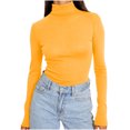 thumbnail image 1 of Dealovy Long Sleeve Shirts for Women Plus Size High Neck Basic Going out Tops Solid Color Undershirts, 1 of 7