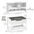 thumbnail image 2 of White Wall Mounted Coat Rack with Bench & Shoe Storage - Hall Tree for Entryway, Living Room & Bedroom - MDF Organizer 80” x 20” x 40”, 2 of 7