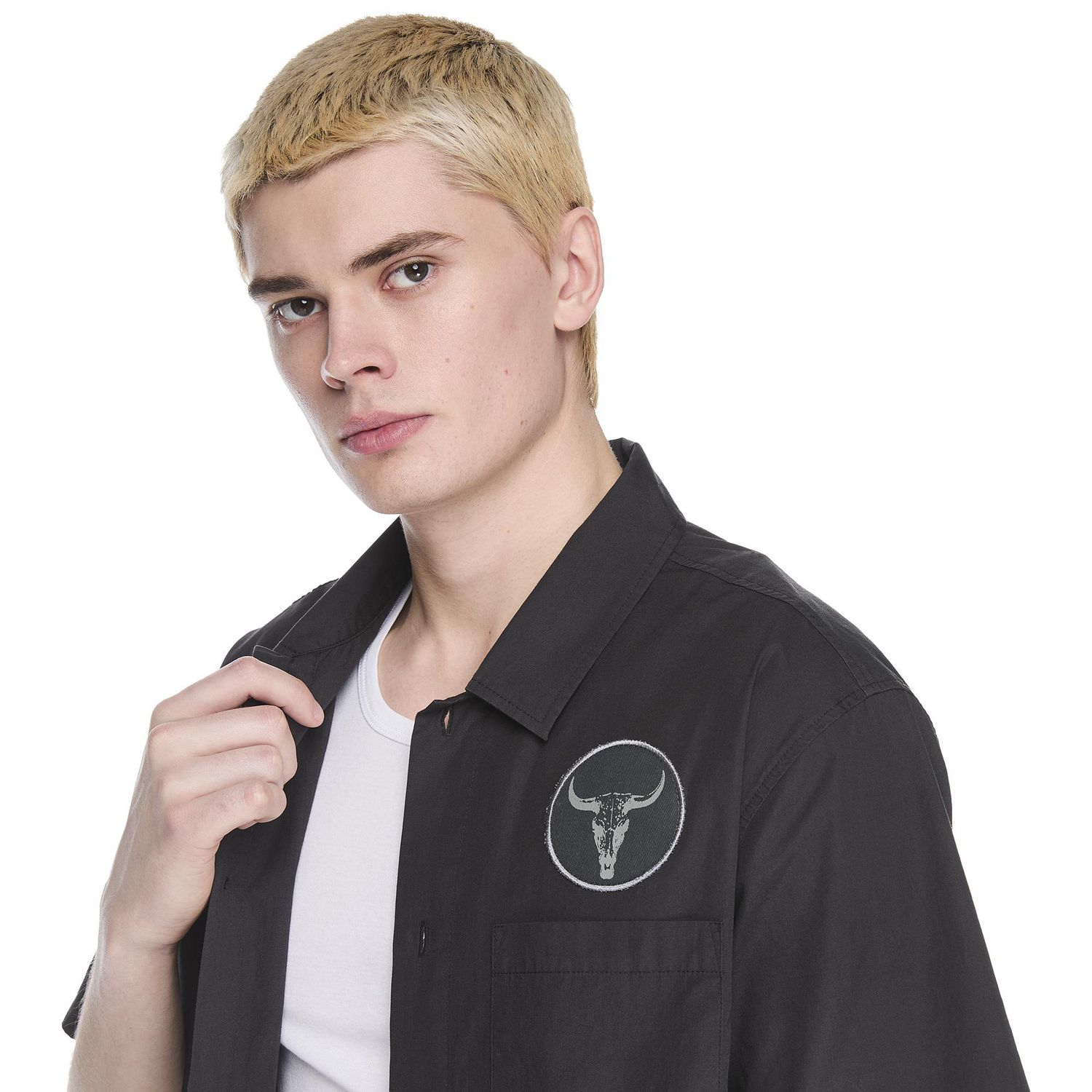 No Boundaries Men's Short Sleeve Mechanic Shirt