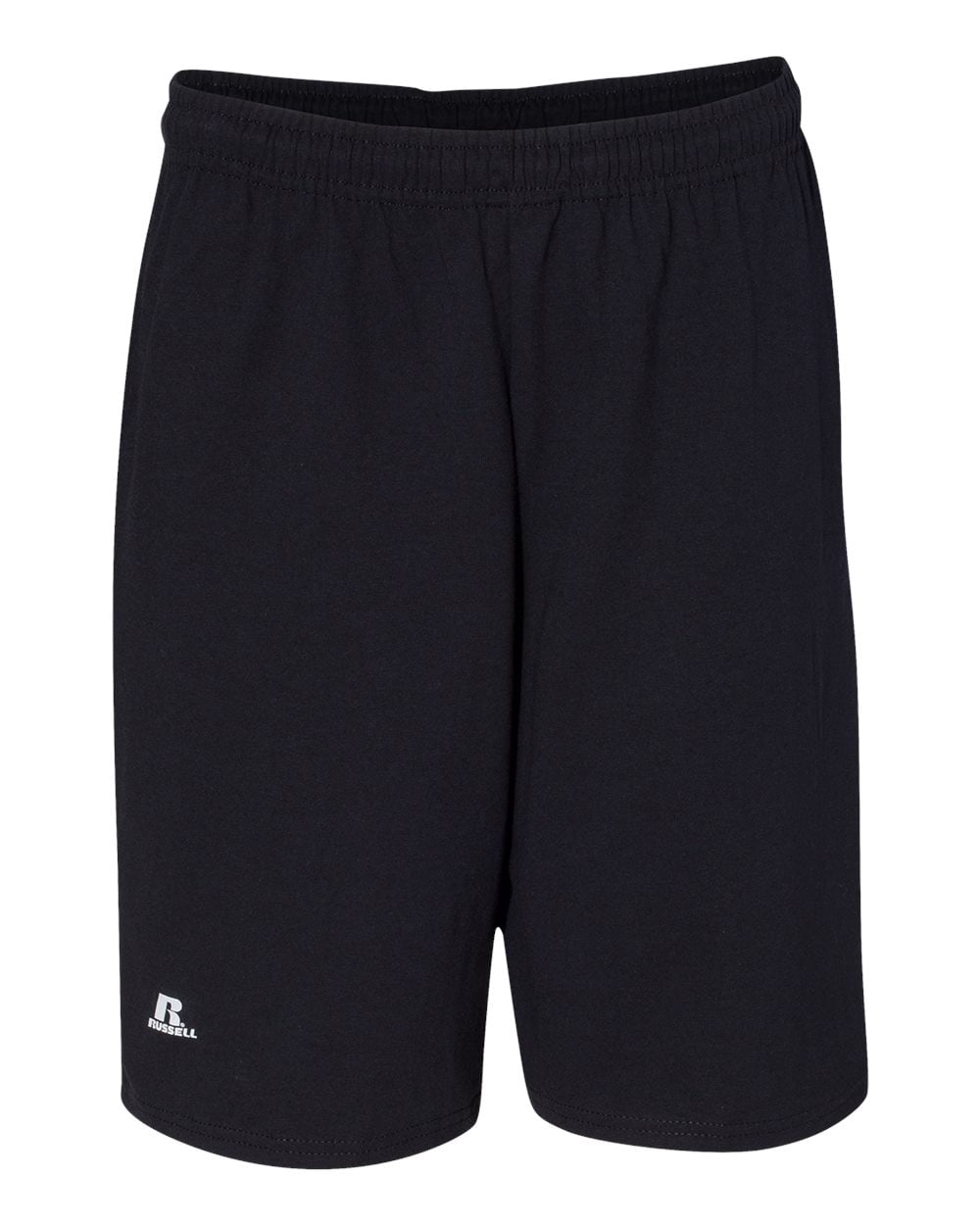 Russell Athletic Essential Jersey Cotton 10 Shorts with Pockets, 2XL, Black