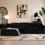 Korser 108" Boneless Couch with Deep Seat Cloud Sectional Couch with L Shaped Modular Sectional Sofa for Living Room,No Assembly Required,Corduroy,Black