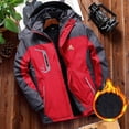 thumbnail image 1 of YOIAVAIOY Men's Hooded Rain Jackets Fleece Lined Cargo Jacket Winter Warm Tactical Shell Coats with Multi Pockets Red L, 1 of 8