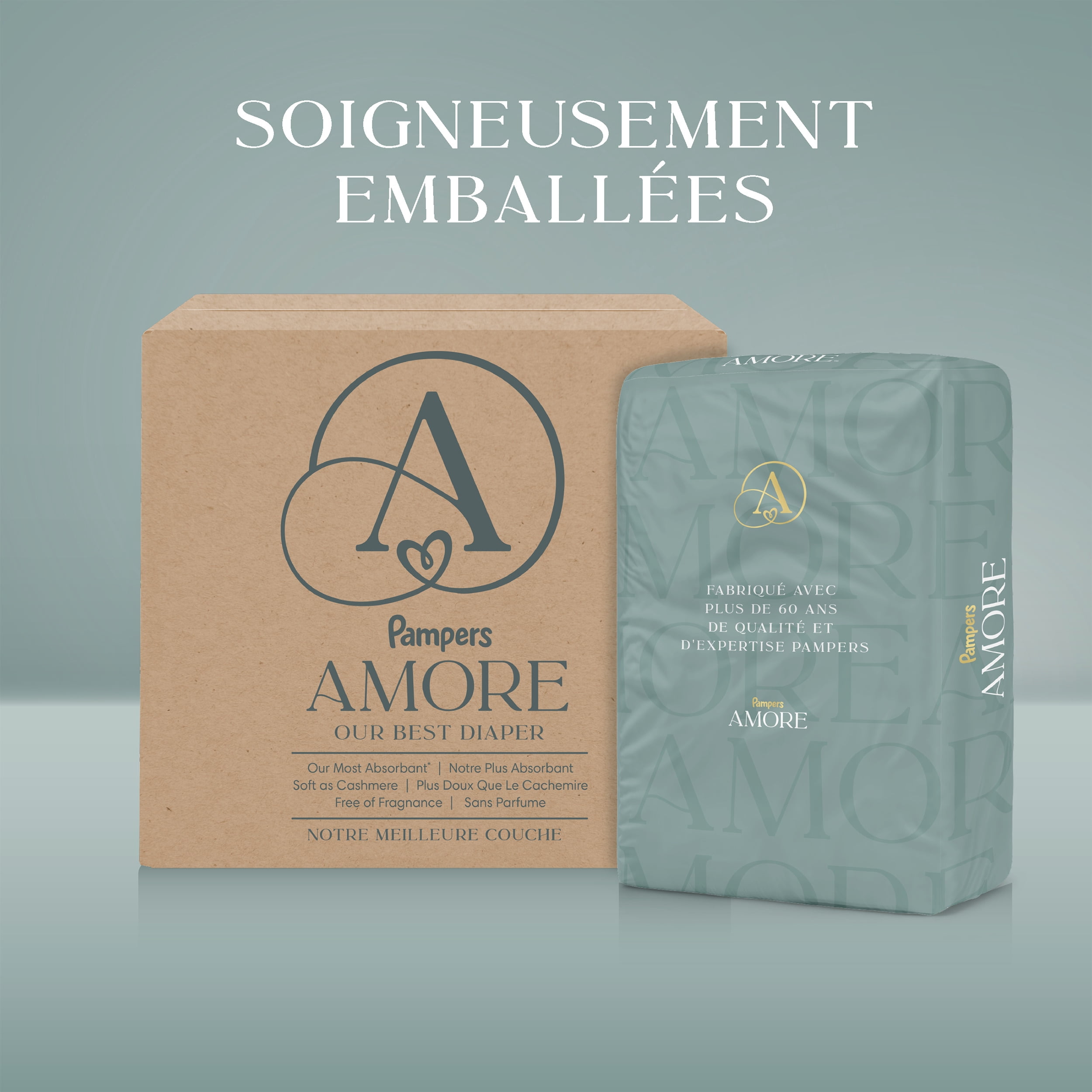 NOUVEAU Pampers AMORE, taille 2 (4,5 à 10 kg [10 à 22 lb]), notre meilleure couche, 186 unités
