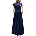 thumbnail image 4 of EGNMCR Robes de Fête pour Femmes Mode Femmes Été Dentelle Patchwork Uni Col Rond Sans Manches Gilet Robe Longue, 4 of 6