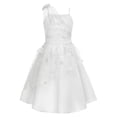 thumbnail image 4 of Jhaoyu Robe de Demoiselle d'Honneur pour Enfants, Satin Brodé, Concours, Bal, Fête Formelle, Tulle, Tutu, Robe de Bal, Ivoire, 10, 4 of 5