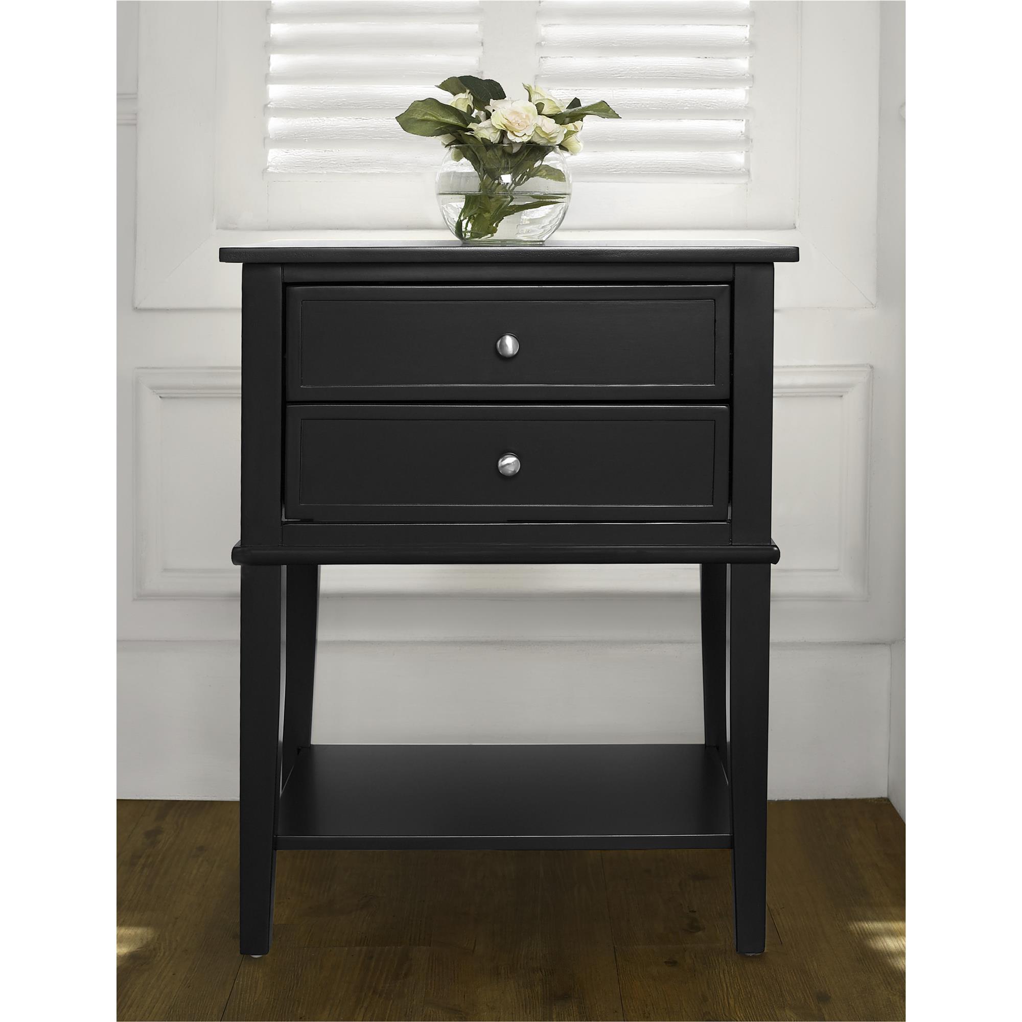 Ameriwood Home Table d'Appoint Franklin 2 Tiroirs, Noir