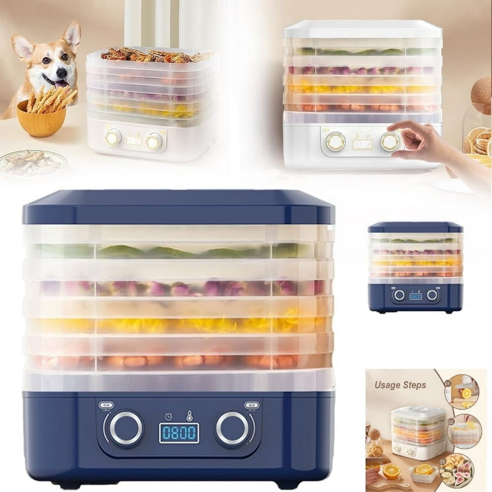 S.XA  Food Dryer Machine with 5 Trays for Home  2025 New Digital Adjustable Timer & Temperature Control  Ideal for Fruits  Meat  Vegetables  Candy & Snacks (Blue)