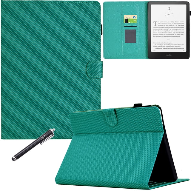 GSFY Case for All-new 7" Kindle Paperwhite 12th Gen & Kindle Colorsoft Signature Edition 2024 Release, Smart Premium PU Leather Wallet Stand Protective Cover Auto Sleep Wake, Peacock Green