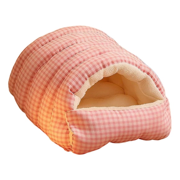 Bunblic Grotte pour Animaux de Compagnie Lavable Cadeaux Multifonctionnels Confortable Fournitures en Coton PP Doux Rose Blanc m