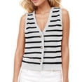 thumbnail image 1 of LOVZFMLL Débardeurs pour Femmes Cardigan Décontracté Ample à Boutons Rayé Col en V, 1 of 7