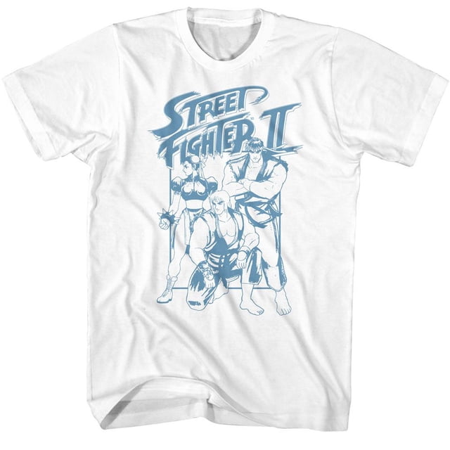 Street Fighter Ryu Ken And Chun Li Box White Adult T-Shirt 3Xl