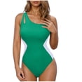 thumbnail image 1 of Diufon Women's Swimsuit Trendy Color Block Single Shoulder Backless Bathing Suits Summer Beach Sport Swimwear, 1 of 5