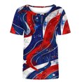 thumbnail image 4 of Pisexur Blouses pour Femmes Habillées Décontractées T-Shirt à Manches Courtes Col Rond Imprimé Jour de l'Indépendance pour Femmes, Hauts d'Été pour Femmes Multicolore, S, 4 of 5