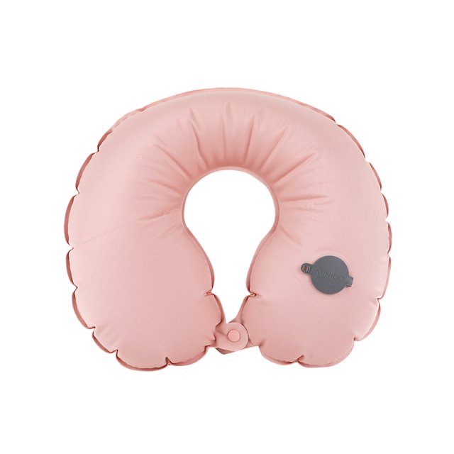 MINISO Simple Inflatable U-shaped Pillow (Pink)- Ideal for travelling, napping and resting, portable