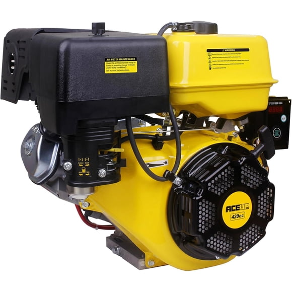 Aceup Energy 15HP 420cc Gas Engine Horizontal Shaft, 4 Stroke OHV Gas Motor with Electric Start, Shaft 1" (25.4mm) Diameter, 3.48" Long, 1/4" Keyway
