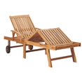 thumbnail image 2 of vidaXL Chaise Longue avec Coussin Rouge Vin en Bois de Teck Massif, 2 of 5