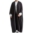 thumbnail image 1 of RXIRUCGD Men's Muslim Robe Arab Middle Robe Long Style Sleeve Long Shirt Fashion Casual Robe, Black, Size: L, 1 of 9