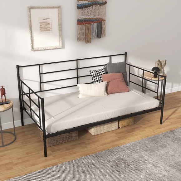 Costway Twin Size Metal Daybed Heavy Duty Sofa Bed Frame Mattress Foundation Black