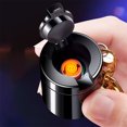 thumbnail image 1 of Briquet Électronique Rechargeable / Briquet Portable USB Plasma Coupe-Vent Sans Flamme / Puce Intelligente / Mini Design Compact / Éclairage LED / pour Camping BBQ Randonnée / 1 Pce / 3x3x3,8 cm, 1 of 8