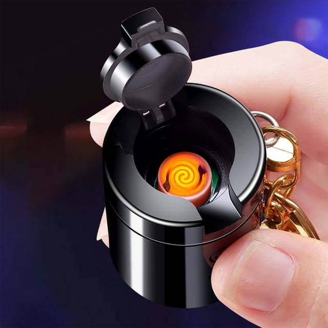 Briquet Électronique Rechargeable / Briquet Portable USB Plasma Coupe-Vent Sans Flamme / Puce Intelligente / Mini Design Compact / Éclairage LED / pour Camping BBQ Randonnée / 1 Pce / 3x3x3,8 cm