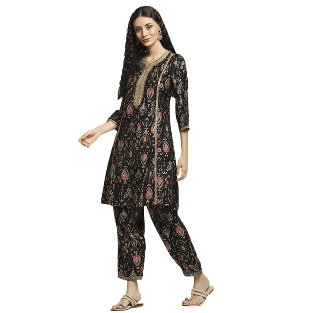 Biba Rangriti Ensemble Kurta Ethnique Indien (20870), Noir, Taille 42