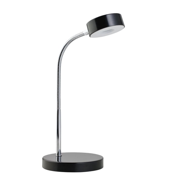 Globe Electric Energy Star Integrated LED Metal Desk Lamp, Matte Black, Chrome Gooseneck, 5 Watts, 250 Lumens, 12643