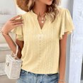 thumbnail image 3 of Birdeem Womens Spring and Summer Gold Lace Stitching V-Neck Solid Color Bottom T-Shirt Hollow Top, 3 of 8