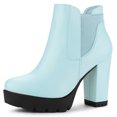 thumbnail image 1 of Unique Bargains Bottes Chelsea à Plateforme à Talons Hauts Épais à Fermeture Éclair pour Femmes, 1 of 6