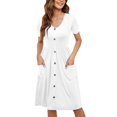 thumbnail image 1 of Ketyyh-chn99 Robes pour Femmes Été Robe Soleil Robes pour Femmes Manches Longues Robe Longue Confortable Blanc,TG, 1 of 5