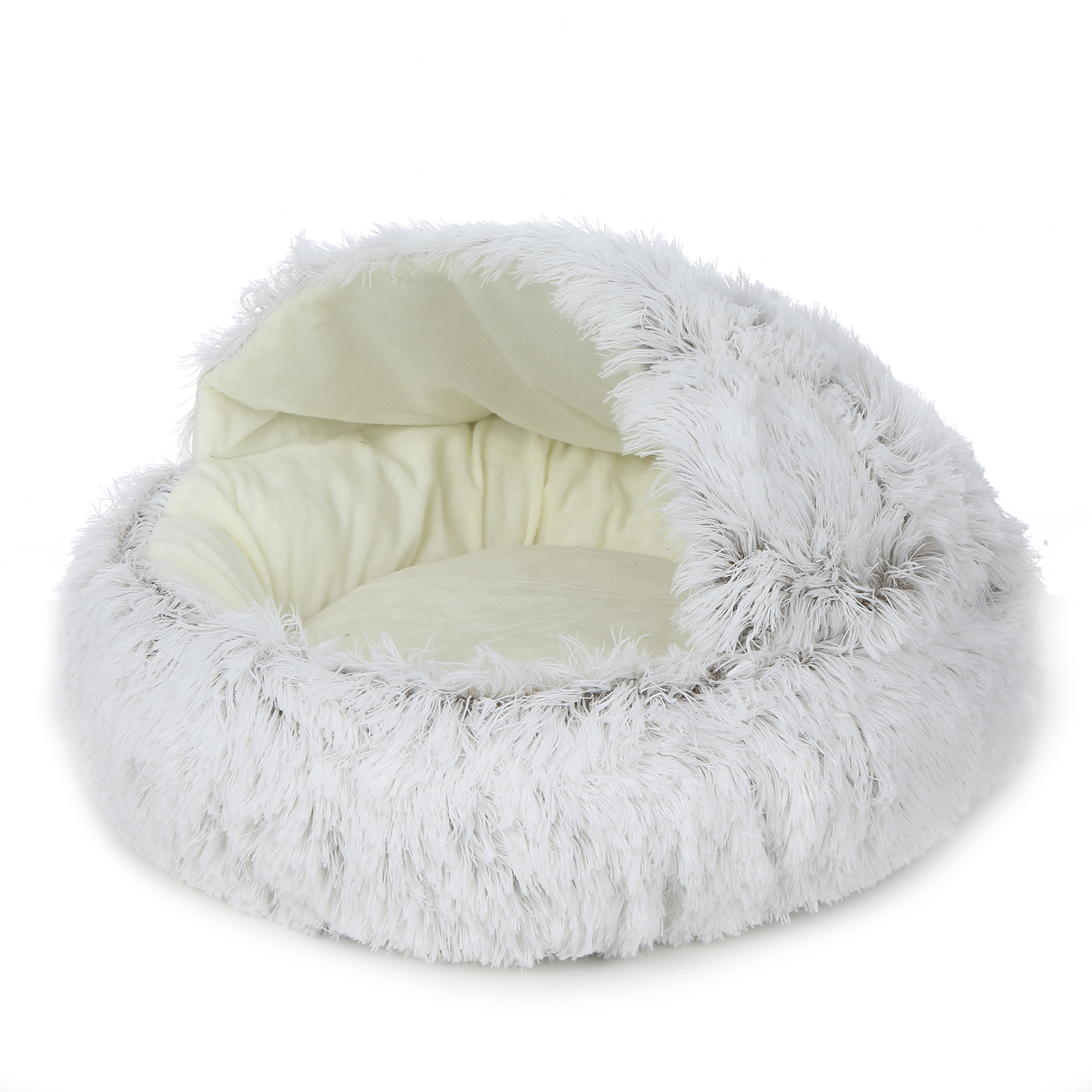 Yeacher 2-in-1 Round Plush Pet Cat Dog Sofa Bed Winter Warm Pet Cat Small Dog Sleeping Nest Cute Fluffy Soft Nest Non Slip Bottom Bed