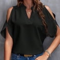 thumbnail image 2 of FAIWAD Summer Tops for Women Off The Shoulder V Neck Shirts Solid Color Going Out Blouses, 2 of 3