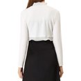 thumbnail image 3 of INSPIRE CHIC Women's Elegant Ruffle Collar Crop Cardigan Open Front Knitted Shrug Top S White, 3 of 6