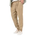 thumbnail image 2 of Innerwin Trousers Drawstring Men Bottoms Holiday High Waist Lightweight Summer Pants Khaki M, 2 of 4