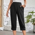 thumbnail image 2 of VEKDONE Womens Cotton Linen Capris Pants Black M, 2 of 9