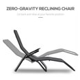 thumbnail image 4 of Outsunny Foldable Patio Lounge Chair, Outdoor Beach Lounger with Breathable Mesh Fabric, Zero Gravity Chair with Reclining, Footrests, and Armrests, for Garden, Pool, Black, 4 of 9