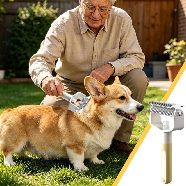 Pet Spray Grooming Comb Dematting Brush, 3-in-1 Detangling Deshedding Tool with Built-in Spray for Dogs Cats, Safe Stainless Steel Blades Pet Hair Remover Undercoat Rake for Knots Tangles Shedding