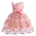 thumbnail image 1 of Penkiiy Toddler Girls Net Yarn Flowers Mesh Embroidery Bow Ruffles Birthday Party Gown Long Dresses 3-4 Years Pink, 1 of 8