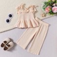 thumbnail image 2 of Yuyuzo Baby Girl Clothes Summer 2 Piece Outfits Sleeveless Ruffle Tops Wide Leg Pants Cute Lounge Set, 2 of 7