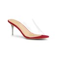thumbnail image 1 of BLISSFUL STEP Women's Clear Strap Stiletto Heels Sandals Red 8, 1 of 7