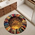 thumbnail image 4 of SIYTUAU 3D Optical Illusion Book Cave Round Area Rug Non Slip Floor Mat For Bedroom Study Library 23.6X23.6 Inches Velvet Soft Pile Polyester Fiber A, 4 of 5