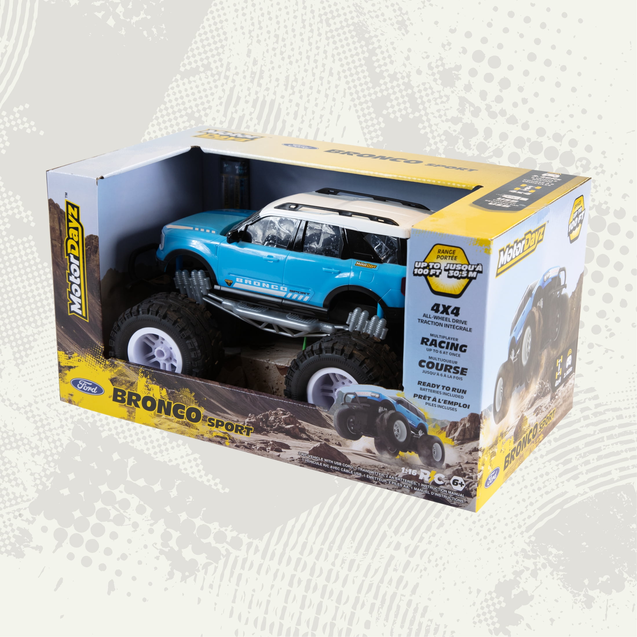Ford Bronco 4x4 télécommandé MotorDayz, échelle 1:16, bleu sarcelle/blanc, à partir de 6 ans