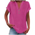 thumbnail image 1 of Hot Sale!! Mode Décontractée pour Femmes Col en V Boutonné Manches Courtes T-Shirt, 1 of 6