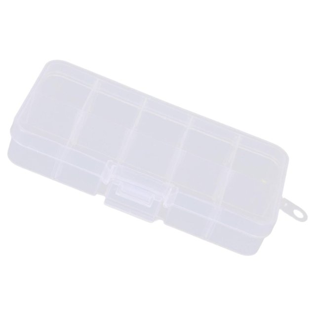 Thinsony 10 Grid Plastic Jewelry Removable Storage Box Beads Container Earring White 12.8x6.5x2.2cm 1Set