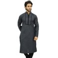 thumbnail image 3 of Atasi Chemise Tunique Grise Décontractée pour Homme à Col Mandarin en Coton Long - Petit, 3 of 7