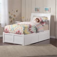 thumbnail image 2 of Lit Plateforme en Bois Portland Simple TG avec Pied de Lit et Tiroirs de Rangement, Blanc, 2 of 8