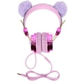 thumbnail image 1 of Kids Headphones Glitter Plush Ear Volume Limiting Adjustable Anime Wired Headset, 1 of 6