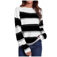 thumbnail image 2 of Dvkptbk Sweaters for Women Femmes Rond-Col Bande Épissage Pull Récréatif Tricot Pull Manches Longues Clothes sur l'Autorisation, 2 of 9