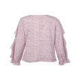 thumbnail image 3 of Women Button-down Ruffle Shirt Solid Color V-neck Long Sleeve Blouse, 3 of 6